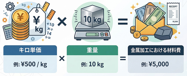 金属加工における材料費